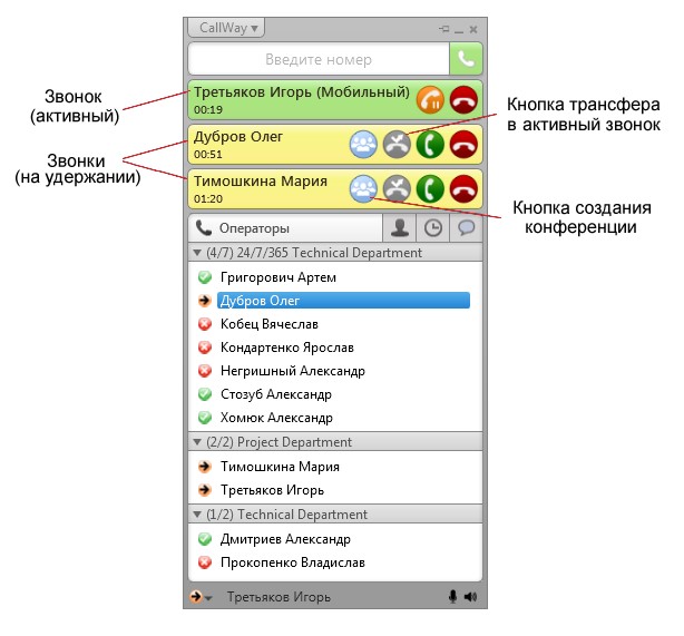 Программный телефон CallWay Contact Center для Windows